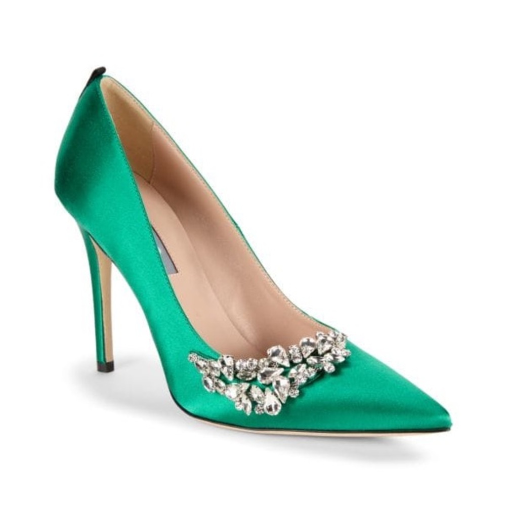 SJP by Sarah Jessica Parker Jumelle Emerald Green Heels Pumps Size 37